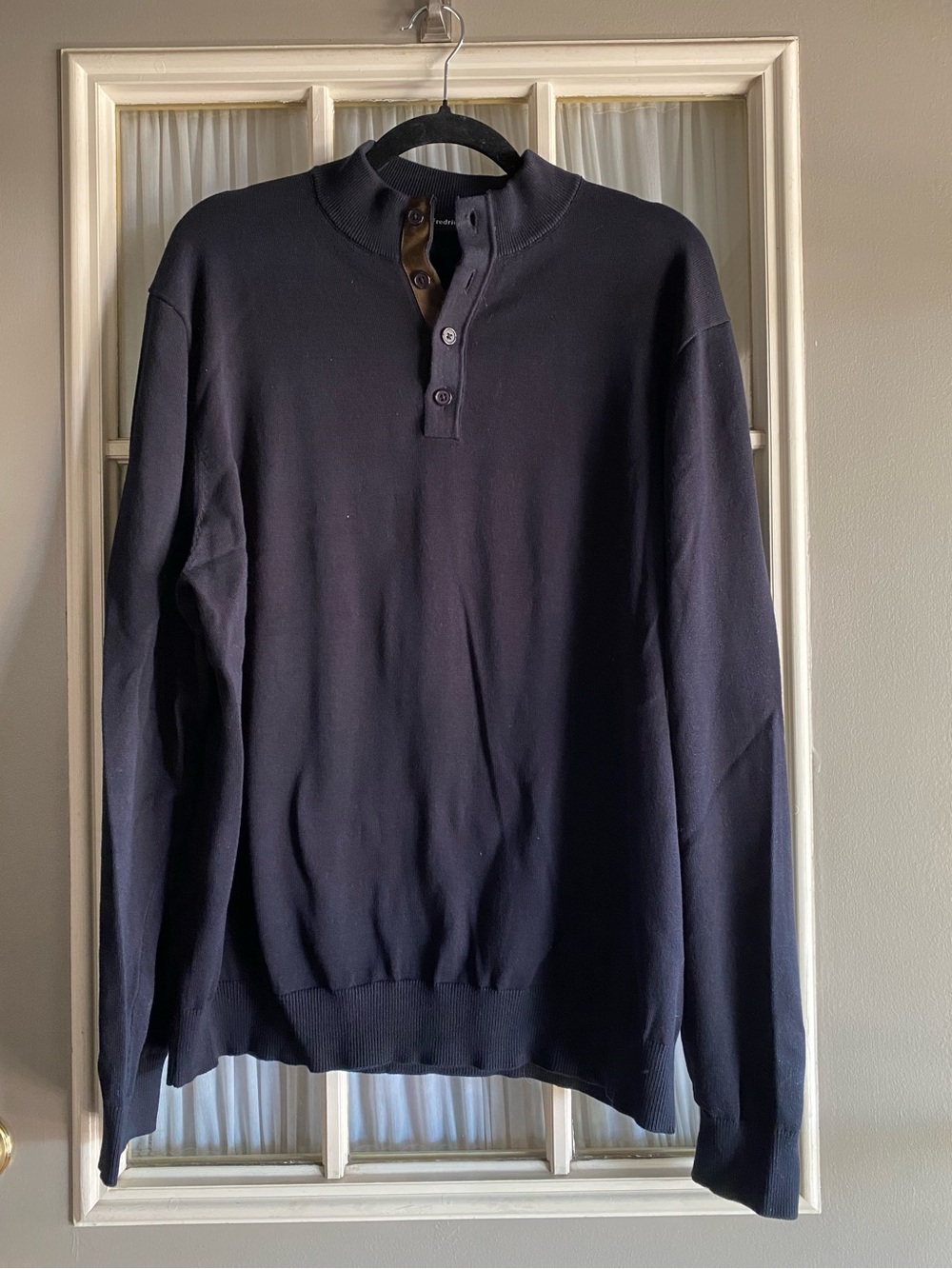 Paul Fredrick Black Henley Pullover Sweater